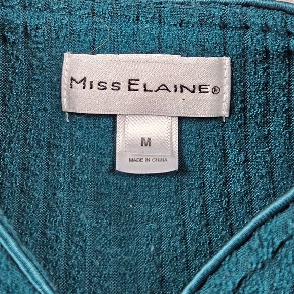 Miss Elaine Robe Sleepwear Snap Button Womens M Floral Green - Picture 3 of 7